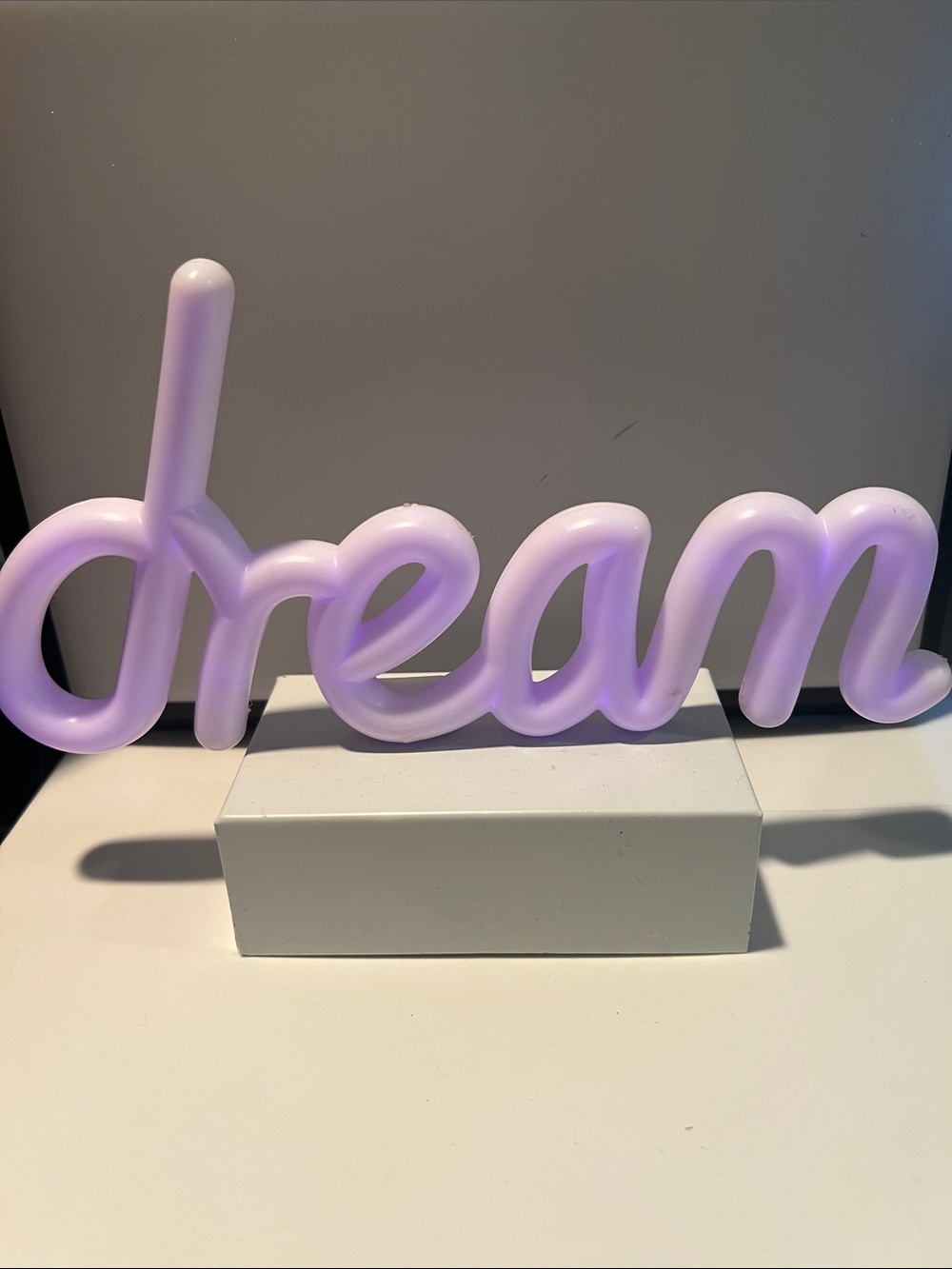 Dream Script Neon-Style free stand Sign - white with Lavender light